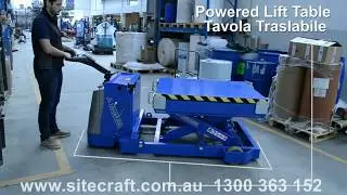 Sitecraft Battery Electric Mobile Scissor Lift Table - Electric Drive, Hydraulic Lift