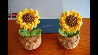 钩针向日葵桌面小盆栽 Crochet Sunflower Desktop Small Potted Plant Tutorial