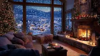 ❄️ Peaceful Christmas Snowfall 🔥 Gentle Piano with Fireplace Ambience