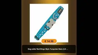 Dog collar Red Dingo Style Turquoise Stars (2,5 x 41-63 cm)