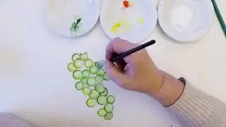 Uva verde dipinta con colori ad acquerello