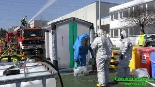 GEFAHRGUTUNFALL- CHEMIKALIE tritt aus - [Feuerwehr mit Gefahrgutzug im Einsatz] - Übung - [Ü]