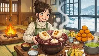 Cozy Japanese Winter Cooking: Oshiruko (Red Bean Soup) & Toasted Mochi | Ghibli-Style ASMR