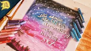 🌌 Простой фон для каллиграфии! | Ночное небо масляной пастелью