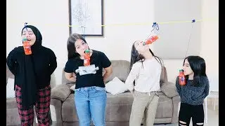 تحدي الأكل المعلق 😩 !!! مين خسر ؟