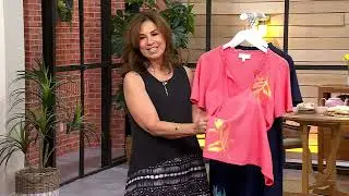 Susan Graver Soleil Linen Viscose Printed Cover-Up with Ties on QVC