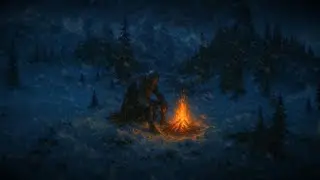 Knight&rsquo;s Solitude ❄️ | 3 Hours of Snowy Medieval Ambience, Campfire, and Relaxing Fantasy Music 2K