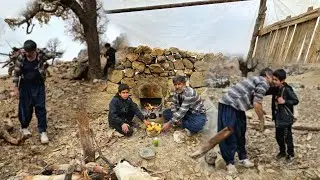 Hard Life of Nomadic Shepherds in the Mountains | Building a Stove from Mud and Stone