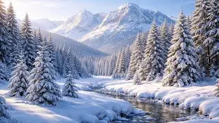 Golden Sunrise in a Snow-Covered Forest | Cozy Morning Ambience