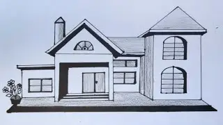 How to Draw a Beautiful House Drawing Step by Step | Easy Pencil Sketch for Beginners