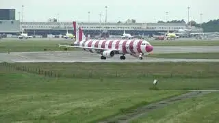 Condor Airbus 320 D-AICS Taxing Milan Malpensa LIMC Breast Cancer Awareness Livery