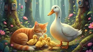 Look at the cat helping the duck and her ducklings.🥺🩶