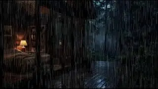Cozy Forest Cabin at Night 🌲 | Calm rain ambience with continuous rain for stress relief