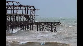 Storm Claudio - Part of Brighton's West Pier collapses into sea