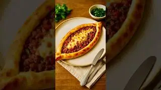 Authentic Turkish Pide Recipe | Juicy Meat & Cheese Boat Bread   #turkishpide #food #shorts  #recipe