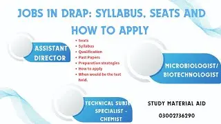 DRAP Jobs for Pharmacists, Chemists Microbiologists, Biotechnologist Assistant Director. Pharmacist