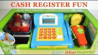 Toy Cash Register | JUST LIKE HOME | with lovely Shopping Basket | Toy Food & Toy Money | Unboxing