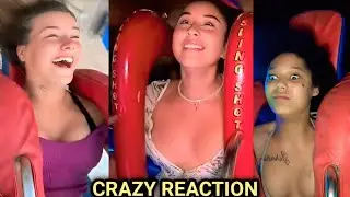 Girls First Time Slingshot Ride ReactionExtreme Slingshot Ride | Girls Reaction