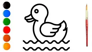 Duck swimming in the water drawing | Art for kids #easydrawingforkids #duck
