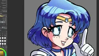 Drawing Sailor Moon Ami Mizuno Headshot in ClipStudioPaint