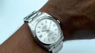 Rolex 114200 Air-King 34 mm Smooth Bezel Silver Dial Oyster Stainless Steel Complete Set 2011
