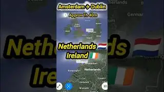 Netherlands Amsterdam to Ireland Dublin flight travel route for tour by Ryanair Airlines #flight