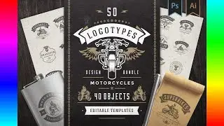 Logo Design Set: 50 Motorcycles Logos and Badges