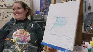 Polar Bear Sunset: LIVE Recorded Acrylic Paint Class for Kids at Creative Barracks Arts Studio