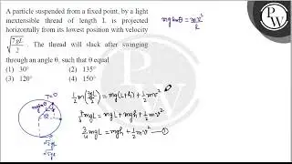 A particle suspended from a fixed point, by a light inextensible thread of length \( l \) is pro....