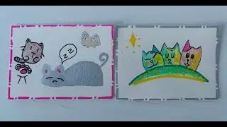 Cute Cats Drawing 🐱 | Easy Art with Colored Pencils & Posca | Mom & Son