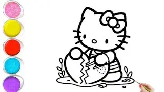 How to Draw Hello kitty with Heart ❤️ Cute Hello kitty drawing 😸Drawing and Coloring for kids #easy