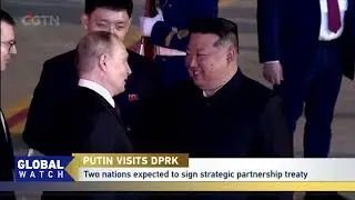 Russian President Vladimir Putin received an official welcoming ceremony at Pyongyang's main square
