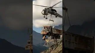 Sikorsky S-64 Skycrane Helicopter Lifting military Truck.#helicopter #militaryhelicopter