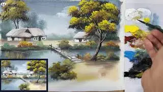 Learn basic painting/ oil paint material/ scenery/ countryside
