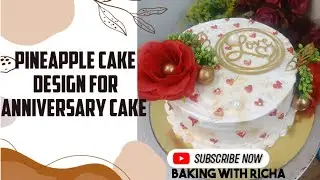 Pineapple cake design for anniversary cake, pineapple dessert made at home,simple pineapple🎂 design 