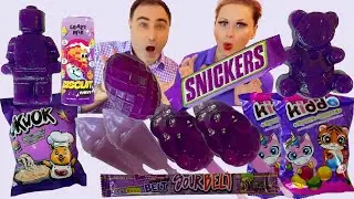 PURPLE FOOD CHALLENGE 💜🍇 | Funny Couple Mukbang & Sweet Mystery Inside!