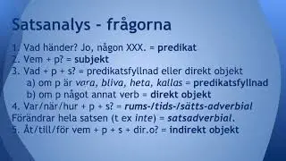Satsanalys - fråga 3 - direkt objekt och predikatsfyllnad