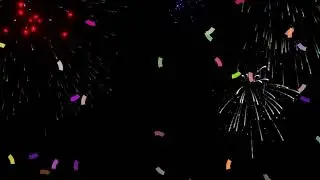 4K Fireworks + Ribbons Celebration Party Copyright Free Stock Footage Screensaver Background Video