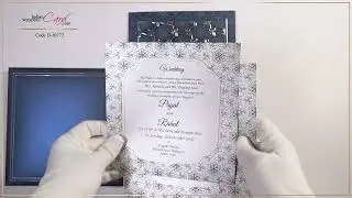 D-10772, Blue Color, Shimmery Finish Paper, Sikh Cards, sikh wedding cards online.