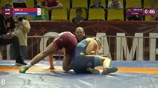 1/2 WW - 56 kg: A. SZEL (HUN) df. I. JOENSSON (SWE) by VPO1, 8-4