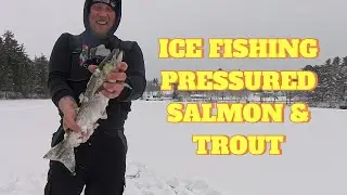 ICE FISHING SALMON & TROUT: Little Ossipee Waterboro Maine