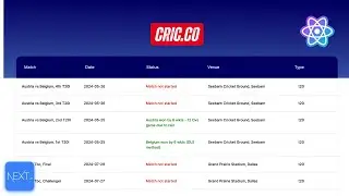 [NEXTJS] Cricket Score card app In NEXTJS #nextjs #react #t20worldcup #cricket #cricketapp