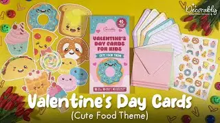 40 Kids&rsquo; Valentines Cards 🍓 Cute Food Theme | Funny Classroom Set with Envelopes + Scented Stickers!
