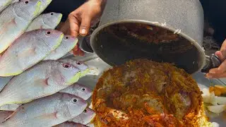Tah dig mahi , Bottom of the pink fish and rice pot , in nature 🐟🥘