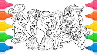 Coloring My Little Pony | RainbowDash Applejack Twilightsparkle Fluttershy Pinkiepie