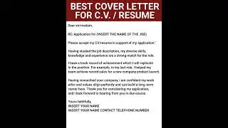 BEST COVER LETTER for JOB APPLICATIONS! don't miss #coverletter