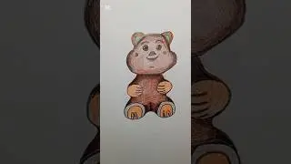 Cute Teddy Bear 🧸 | Easy Cartoon Drawing | #shorts