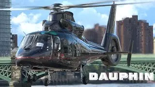 Executive Helicopters AS365N Dauphin landing & takeoff at London Heliport EI-PRO