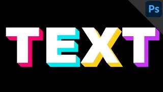 Multicolored long text | 3D text effect | PHOTOSHOP TUTORIAL - TEXT EFFECT