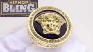 Onyx Gold Medusa CZ Bling Bling Ring | Hip Hop